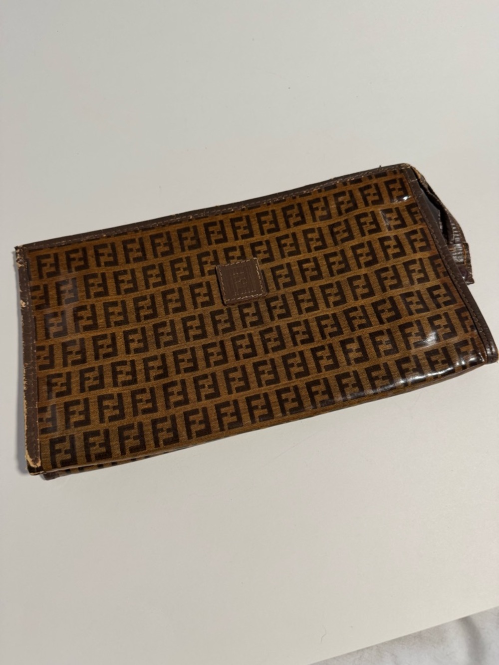 Fendi Brown Zucca Logo Zip Pouch - Picture 6 of 16